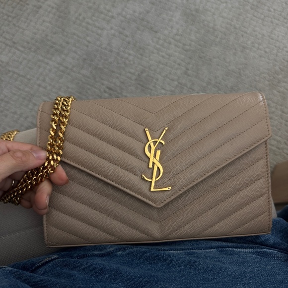 YSL Monogram Large Wallet on Chain in Grained Leather - Picture 9 of 9